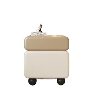 Mesita de noche moderna minimalista de madera, mesita de noche de madera maciza, armario de almacenamiento para dormitorio, multifuncional de doble capa - Product Image 1