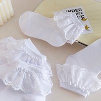 Chaussettes en coton dentelle respirante blanche pour enfants Chaussettes pour enfants en gros