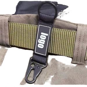 Lanière courte personnalisée en nylon noir avec patch en caoutchouc d'un côté, logo cousu, pour extérieur, bracelet porte-clés - Product Image 2