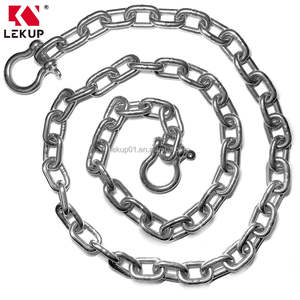 Chaîne à maillons soudés en acier inoxydable 316 de 5/16 po ou 8 mm par 10 pieds de long avec manilles en forme d'arc, chaîne d'ancrage de 5/16 po par 10 pi - Product Image 1