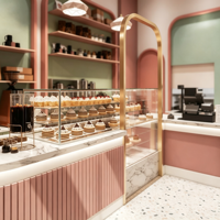Vitrine de pâtisserie de luxe sur mesure avec éclairage LED, vitrine en verre, couleur personnalisée, facile à nettoyer, service de design d'intérieur pour toute la boutique