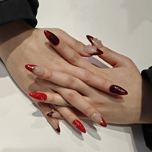 Muhaha Trend Design Brand Push-On <strong>Nails</strong>: Red Sweet &amp; Edgy Style - Product Image 3