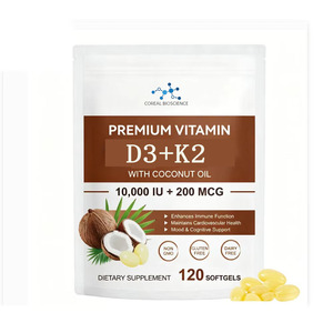 วิตามินดี3 สำหรับผู้ใหญ่ 10000 IU และ วิตามินเค2 200mcg ชนิดแคปซูลนิ่มผสมน้ำมันมะพร้าว ช่วยในการดูดซึมแคลเซียมและเสริมสร้างภูมิคุ้มกัน - Product Image 1