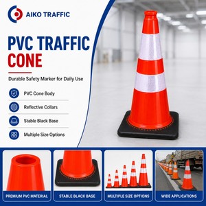 Aiko PVC Traffic Cone With Reflective Collars For Global Road, Parking And Facility Safety Guidance
