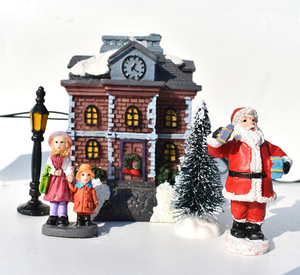 Decoración del hogar Casa <span class=keywords><strong>de</strong></span> <span class=keywords><strong>Papá</strong></span> <span class=keywords><strong>Noel</strong></span> Adornos <span class=keywords><strong>de</strong></span> Navidad Artesanía <span class=keywords><strong>de</strong></span> resina Casa <span class=keywords><strong>de</strong></span> pueblo <span class=keywords><strong>de</strong></span> Navidad Accesorios para el hogar Decoración <span class=keywords><strong>de</strong></span> la habitación Regalos - Product Image 1