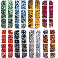 12 grilles multi-tailles verre dos plat ongles strass SS6-SS30 cristal AB clair rond paillettes gemme pour bricolage décorations d'art d'ongle