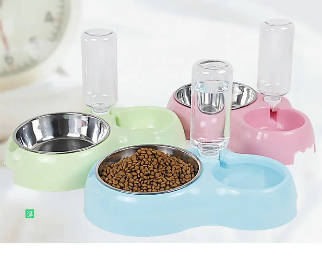 Alimento de gravidade para cães, conjunto de tigela dupla aço inoxidável dispensador de água automático para animais de estimação