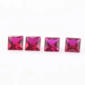 Wholesale 5A square princess cut ruby red ruby 5# dark blood ruby8# synthetic ruby stone