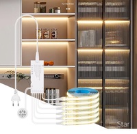 Lampu strip LED-COB sensor pintar untuk lemari pajangan, perekat sendiri, sensor sentuh tangan