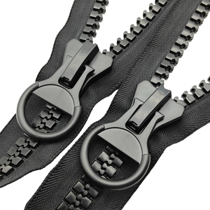 8# Resin Zipper <strong>Black</strong> White Double Sliders Down <strong>Jacket</strong> Coat Bag Tent Long Chain Two Pullers with Double Openings <strong>Plastic</strong> Zipper