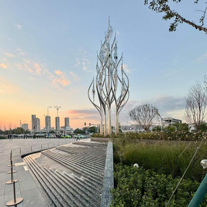 Stainless Steel <b>Tree</b> Sculpture Abstract Geometric <b>Outdoor</b> Floor Mount Handmade Irregular Column MixC Plaza Decoration - Product Image 5