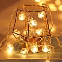 Guirlandes lumineuses LED en forme de bulles pour le camping, lumières féériques en cristal, décorations de Noël pour l'extérieur, guirlandes lumineuses clignotantes, boîte à piles, IP44