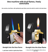 Nouvelle montre à quartz créative personnalisée à double flamme et briquet à gaz butane gonflable en métal coupe-vent