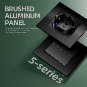 Enchufe de Pared <span class=keywords><strong>Schuko</strong></span> Alemán con Marco Metálico de Diseño de Lujo en Color Negro, Gris y Dorado, Estándar Europeo, con Puertos de Carga Rápida USB Tipo A y Tipo C - Product Image 4