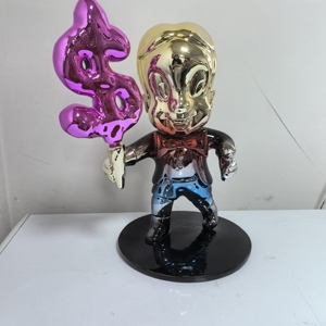 Escultura de colores cromados de resina de alta calidad, estatuas de la serie de arte <span class=keywords><strong>Monopoly</strong></span>, Niño de dibujos animados <span class=keywords><strong>Alec</strong></span> con letrero de dinero para galería de artes - Product Image 3