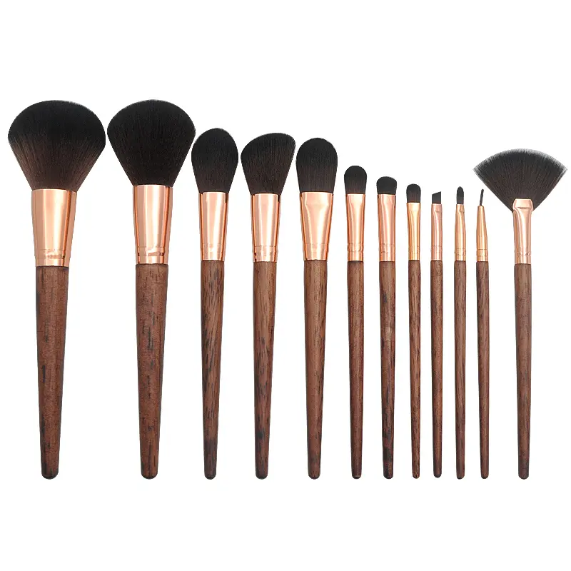 Wholesale Makeup Brush Private Label 12pcs Face/eye Soft Synthetic Hair Wood Handle Makeup Brushes Set