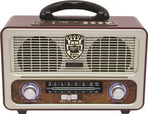 Meier M-111BT M111BT <span class=keywords><strong>Radio</strong></span> Portatile Retrò AC DC Ricaricabile AM FM SW1 SW2 4 Bande Stereo USB TF MP3 con Telecomando - Product Image 1