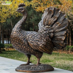 Décor <span class=keywords><strong>rustique</strong></span> ou affiche Thanksgiving Sculpture animale réaliste Statue de dinde en bronze - Product Image 3
