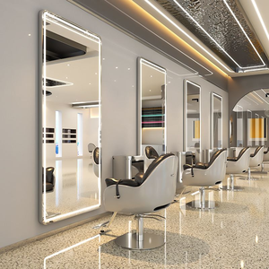Espejo de Salón de Belleza con Soporte y Luz de Pared - Diseño Moderno para Barbería y Peluquería, Construcción de Vidrio Resistente - Product Image 4