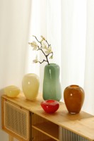 Vase en verre moderne RYLAVA de couleur bonbon avec couvercle, simple et créatif, pour l'arrangement floral à la maison, accessoire de cave à vin doux