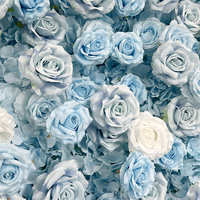 Mur de fleurs artificielles en soie bleu et blanc dégradé, fait main, personnalisé, pour la décoration de scène de mariage