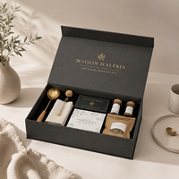 Caja Rígida Magnética Negra y Dorada de Lujo Personalizada, de Cartón, con Inserto de EVA Personalizado, para Sets de Regalo de Fragancias y Aromaterapia para el Hogar