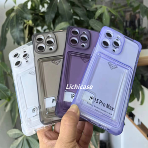 Lichicase clair portefeuille fente pour carte couverture de téléphone portable pour <span class=keywords><strong>iPhone</strong></span> 17 17 Pro 17 Air 17 Pro Max étuis souples en TPU <span class=keywords><strong>pas</strong></span> <span class=keywords><strong>cher</strong></span> - Product Image 1