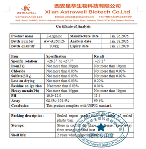 Astrawell L-Arginina: Melhor Preço, Pó de Arginina Grau Alimentício CAS 74-79-3 L-Arginina - Product Image 3