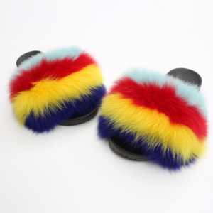 Donne di Lusso Della Pelliccia Scivola <span class=keywords><strong>Con</strong></span> Il Reale Della Pelliccia di Modo Della Signora Pantofole per il Viaggio Furry Estate Pelliccia Sandali - Product Image 5