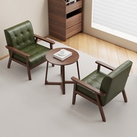 Canapé en cuir en forme de L en bois massif de style rétro américain pour restaurant, table et chaise individuelles, usage commercial