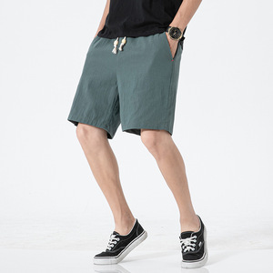 Short décontracté d'été pour homme, grande taille, couleur unie, en tissu de laine, coupe décontractée, avec cordon de serrage, logo frontal, imprimé tie-dye - Product Image 4