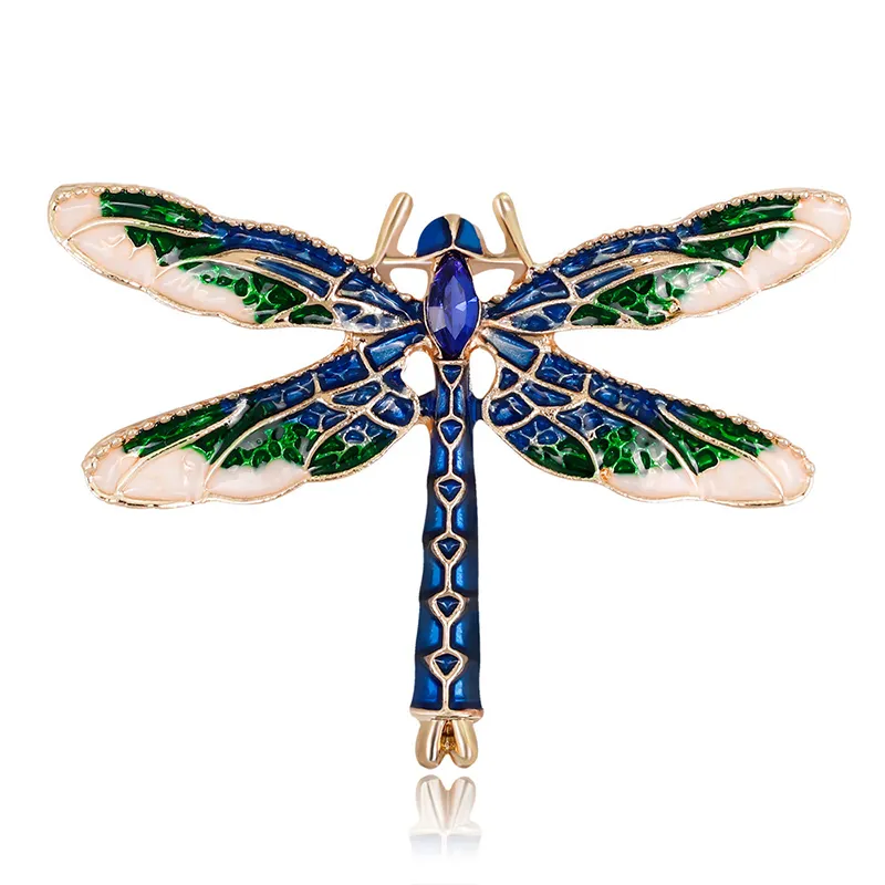 Fashion Enamel Jewelry Crystal Rhinestone Dragonfly Brooch for Women Insect Brooch Animal