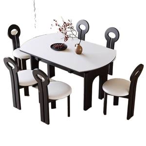 Mesa de Comedor Redonda Pequeña Extensible de Madera Maciza Plegable, Estilo Retro Francés, Minimalista y de Lujo, para Uso Doméstico, Juego de Mesa de Comedor - Product Image 3