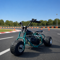 Triciclo a Gasolina de 3 Ruedas con Chasis de Tubo Rojo, Neumáticos Todoterreno, Transmisión por Cadena, Escape Cromado, Asiento, Go Kart Mini Trike para Adultos, Diversión en Carreras