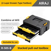 Boîte de rangement d'outils AIRAJ en aluminium à deux niveaux empilable et compartimentée, grande capacité, ne prend pas de place