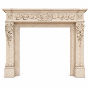 Customized Marble <b>Fireplace</b> Modern Hand Carved Luxury Galala Beige / Galala Marble <b>Fireplace</b> Mantel Marble <b>Fireplace</b> Surround - Product Image 2