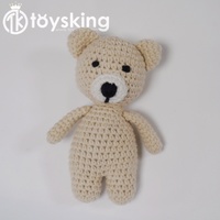 Ours en crochet en coton lavé fait main, hochet, poupées Amigurumi, jouets en peluche, doudou, cadeau pour enfants, animaux en peluche, rembourrage en coton PP
