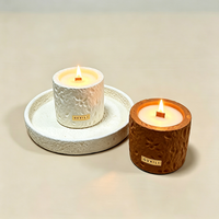 Bougie d'aromathérapie en cire de soja texturée effet béton avec mèche en bois, parfum d'ambiance élégant pour la maison, décoration cadeau de mariage, coffret cadeau personnalisé