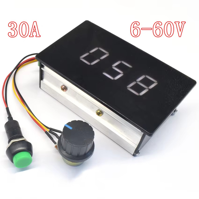 Stepless DC Motor Speed Controller LCD Digital Display Governor with Switch 0-100 Speed Percentage Meter 6V 12V 24V 48V 30A
