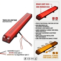 Feux arrière de camion tracteur à LED séquentiels lumineux, clignotants à défilement, feux de position latéraux longs (rouge/ambre)