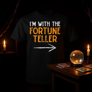 T-shirt da coppia per Halloween con stampa 'I'm With The Fortune Teller', taglia adulto - Product Image 3