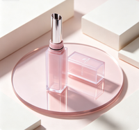 Tube de rouge à lèvres carré translucide rose givré, conteneur cosmétique vide pour rouge à lèvres, emballage personnalisé en plastique pour baume à lèvres avec logo