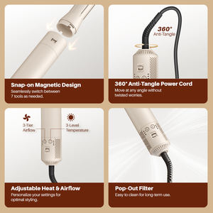 SMET 1200W New Multi-Functional 6-in-1 Hot Air Comb &amp; Curling Rod <strong>Hair</strong> <strong>Dryer</strong> with 1200W DC Motor Fast Heating Safe Design - Product Image 4