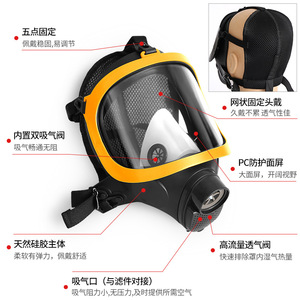 Máscara de Gas de Silicona de Cara Completa con Visor de PC Antivaho y Visión Amplia para Protección Contra Químicos, Pintura y Pesticidas - Product Image 1