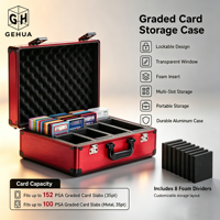 Boîte de rangement verrouillable en aluminium pour cartes gradées (2 ou 3 rangées) – Prête à l'emploi pour cartes de sport et étuis TCG – Boîte à outils pour cartes de sport et étuis de protection TCG