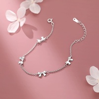 Bracelet romantique en argent sterling 925 avec nœud, bracelet chaîne en argent 925 avec breloque ruban