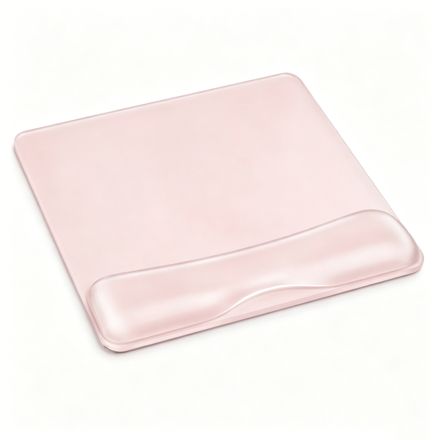 OEM Frosted Tempered Glass Mouse Pad with Ergonomic Silicone Wrist Rest Anti-Slip Base Tempered Glass Mouse Pad