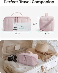 Tas <span class=keywords><strong>Makeup</strong></span> Puffer dengan Kompartemen, <span class=keywords><strong>Organizer</strong></span> Kosmetik Bentuk Rumah yang Lucu, Tas Perlengkapan Mandi Perjalanan Berlapis Tahan Air - Product Image 6