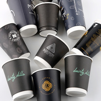 Gobelets en Carton Personnalisés avec Logo pour Cafétéria, Tasses à Emporter 16 et 12 oz, Simples ou Double Paroi, Jetables avec Couvercle