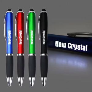 ปากกาลูกลื่นพลาสติกสำหรับกีฬา พร้อมไฟ LED สลักโลโก้ด้วยเลเซอร์ และปลายปากกาแบบนุ่ม - Product Image 1